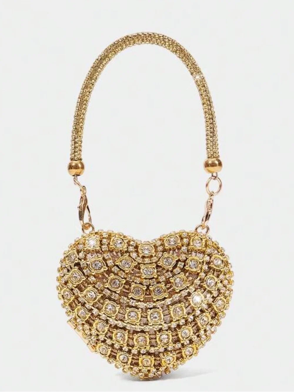 Gold Heart Crystal Evening Bag
